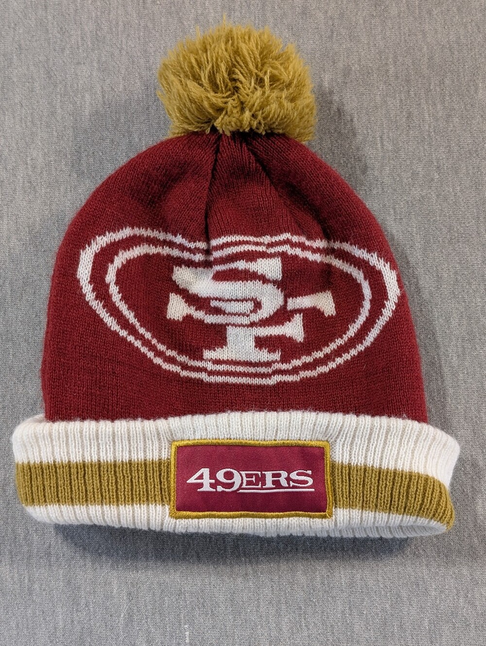 San Francisco 49ers Winter Toque Hat With Pom Pom Red White Gold